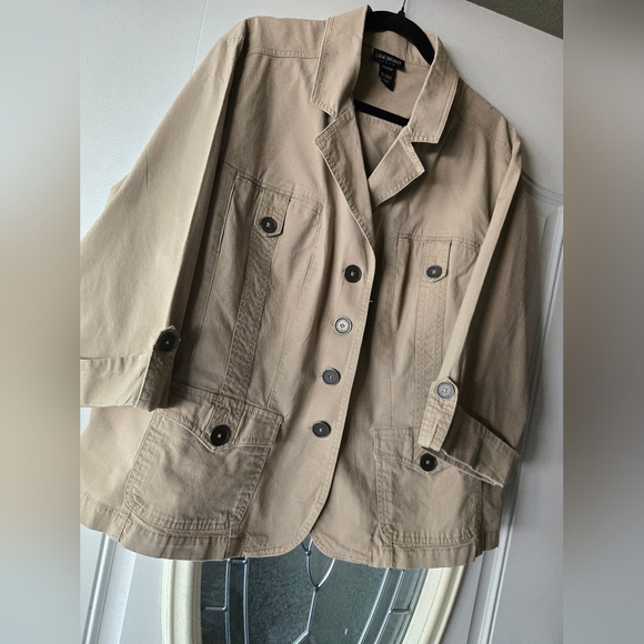 Lane Bryant Utility Safari Style Jacket Tan ¾ Sleeve ~ Plus Size 22/24 - Picture 4 of 5